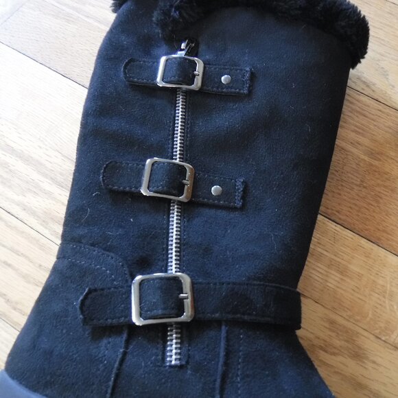 Hotcakes Girls Size 3.5 Black Boots Zipper Buckles Fur Warm - Picture 2 of 10